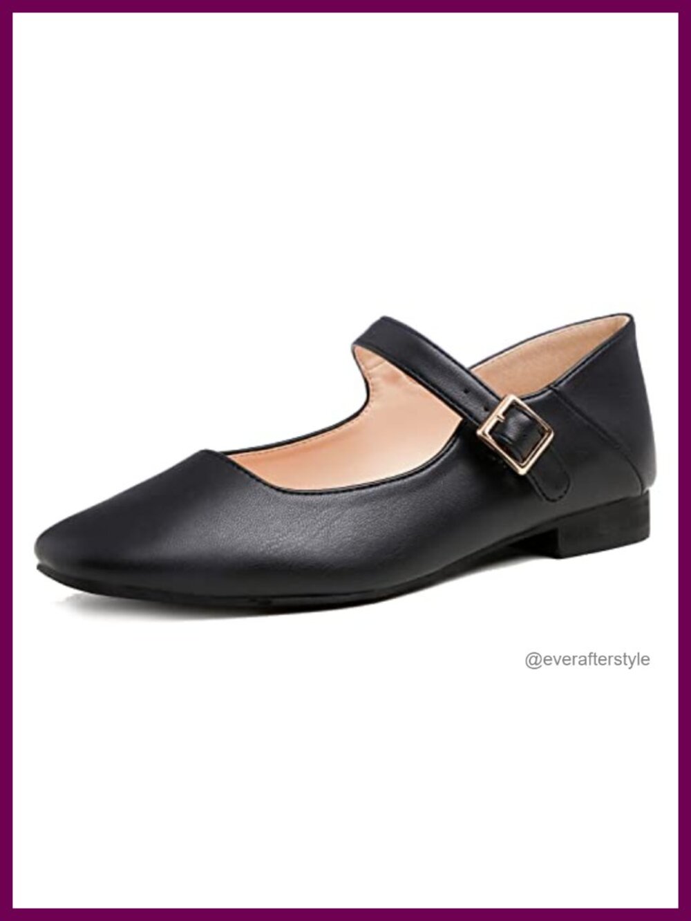 Mary Jane Flats Square Toe Buckle Slip On Low Heel Women's Shoes